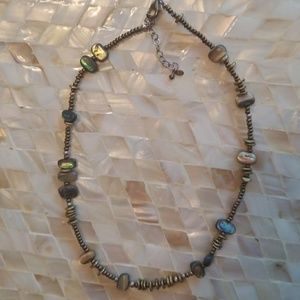 Silpada shell, bronze, seed bead & brass necklace